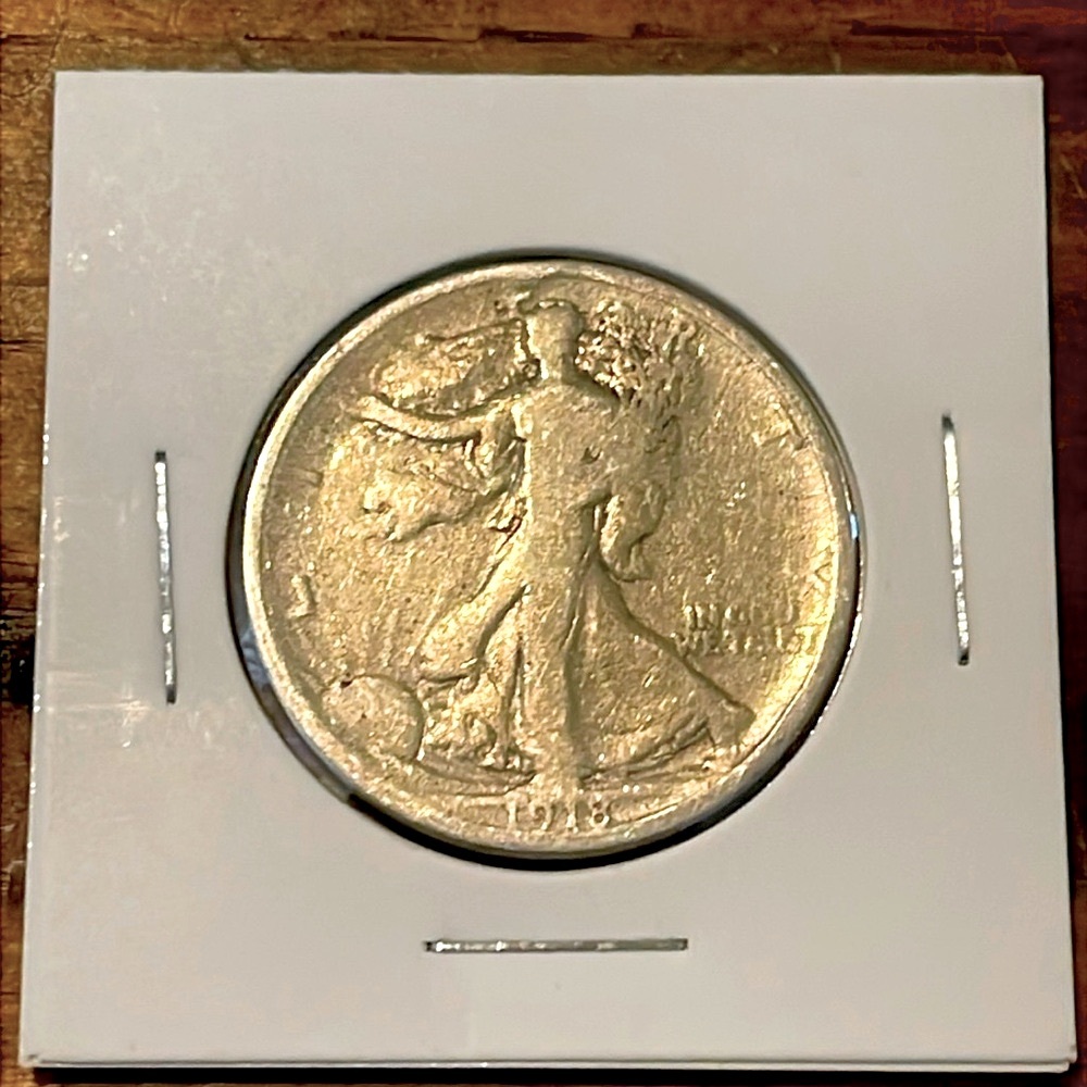 1918 walking liberty half dollar (50¢ piece) 90% Silver.